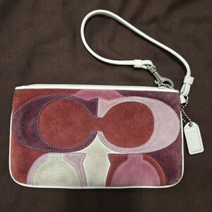 Vintage Y2k Coach Limited Edition Op Art Suede Pink Multicolor Wristlet Clutch